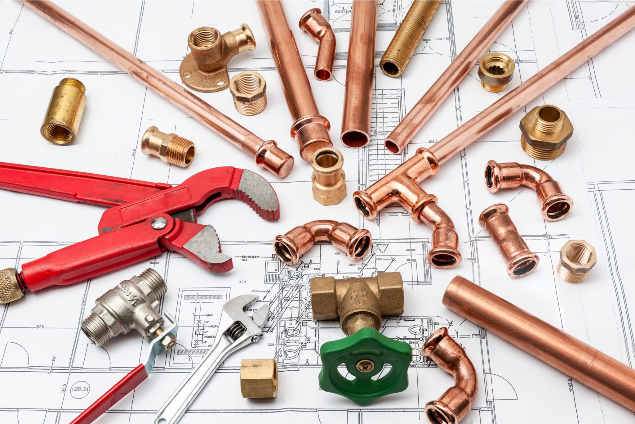 Copper pipe fittings and plumbing parts for North Port, Florida repairs