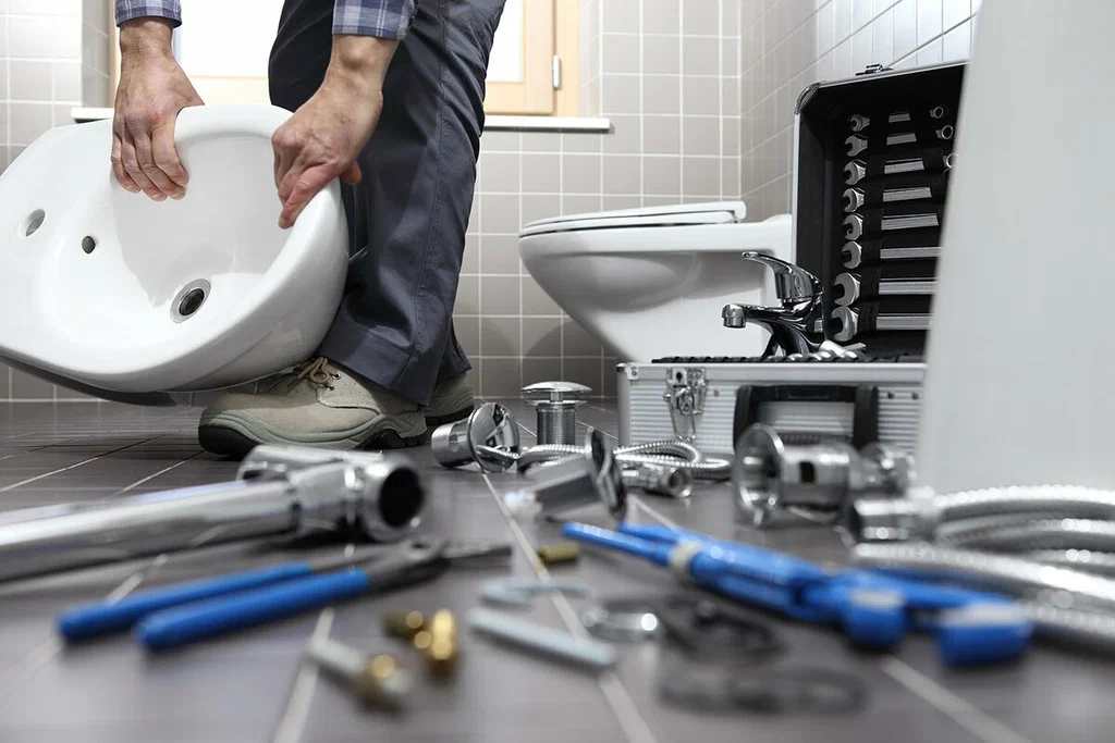 Plumbing tools prepared for a bathroom repair in North Port